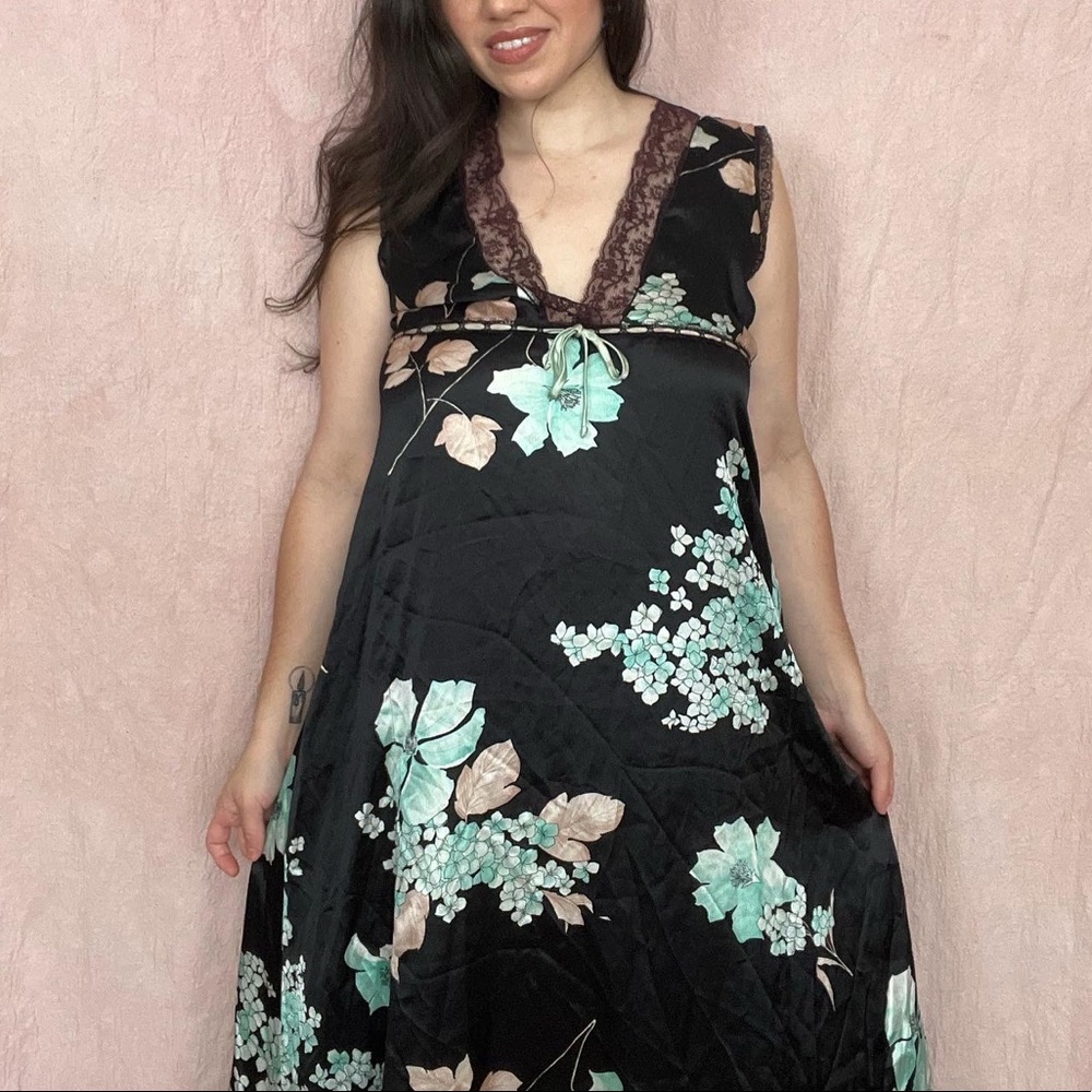 Vintage 70s Christian Dior Union-Made Lingerie Nightgown w/Pastel Flowers